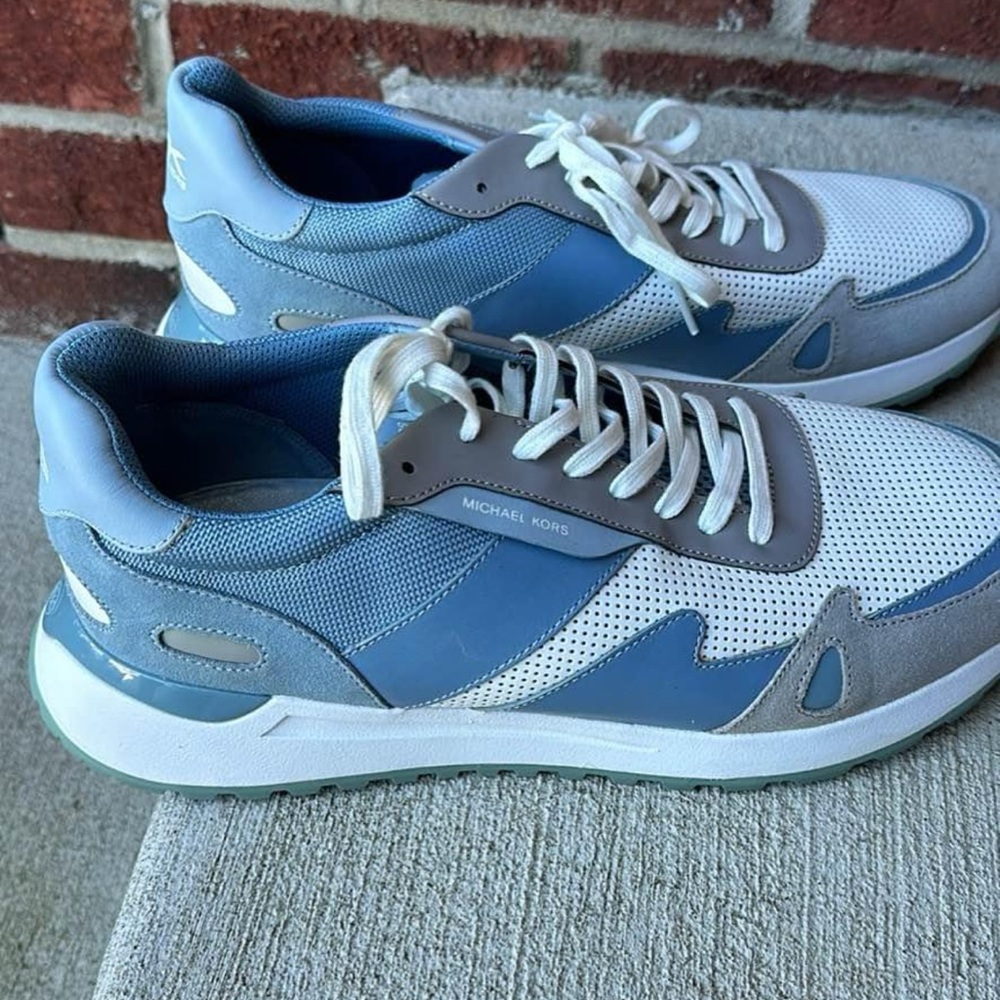 Michael Kors Men's Blue and White Sneakers - Picture 2 of 3